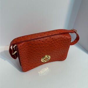 London Fog Pink Ostrich Faux Leather Crossbody Bag